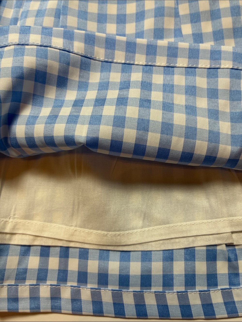 Blue Gingham Dress with Red Apple Accent and Red Bloomers - Picture 4 of 8